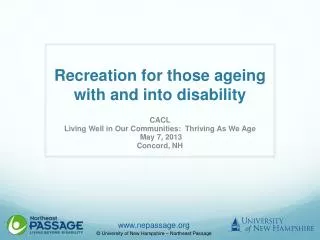 Recreation for those ageing with and into disability