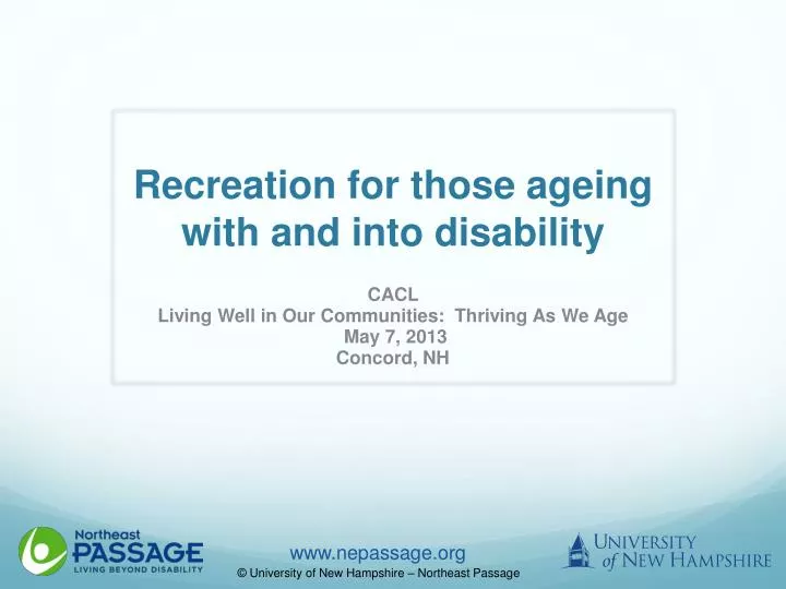 recreation for those ageing with and into disability