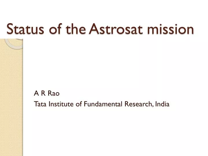 status of the astrosat mission