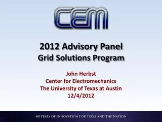 2012 Advisory Panel Grid Solutions Program