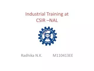 Industrial Training at CSIR –NAL