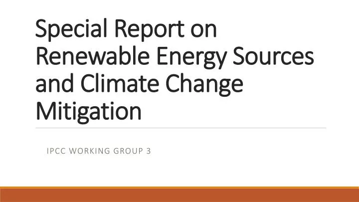 special report on renewable energy sources and climate change mitigation