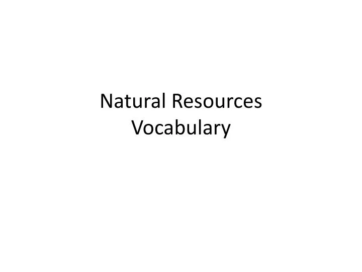 natural resources vocabulary