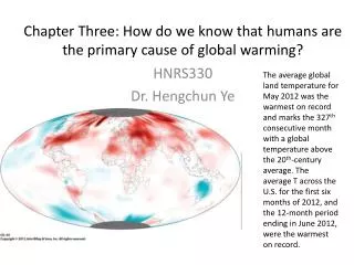 Chapter Three: How do we know that humans are the primary cause of global warming?