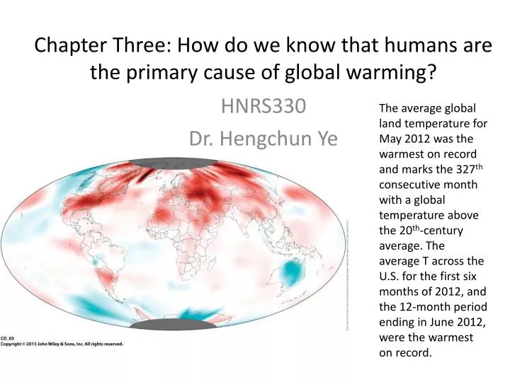 chapter three how do we know that humans are the primary cause of global warming