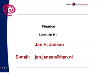Finance Lecture # 1