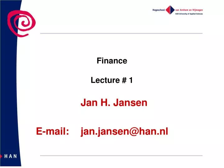 finance lecture 1