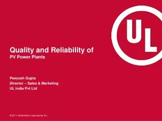 Quality and Reliability of PV Power Plants