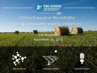 Utility Executive Roundtable: Co-op renewable energy initiatives Lee Boughey September 16, 2010