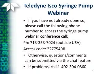 Teledyne Isco Syringe Pump Webinar