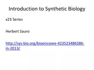 Introduction to Synthetic Biology