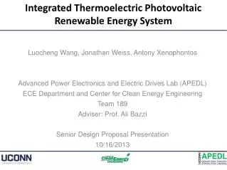 Integrated Thermoelectric Photovoltaic Renewable Energy System