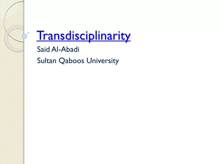 transdisciplinarity