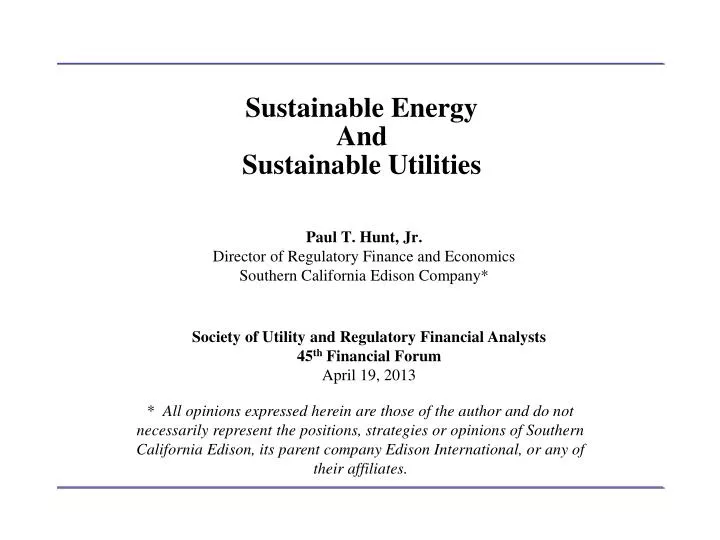 sustainable energy and sustainable utilities