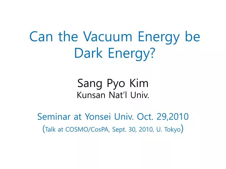 can the vacuum energy be dark energy