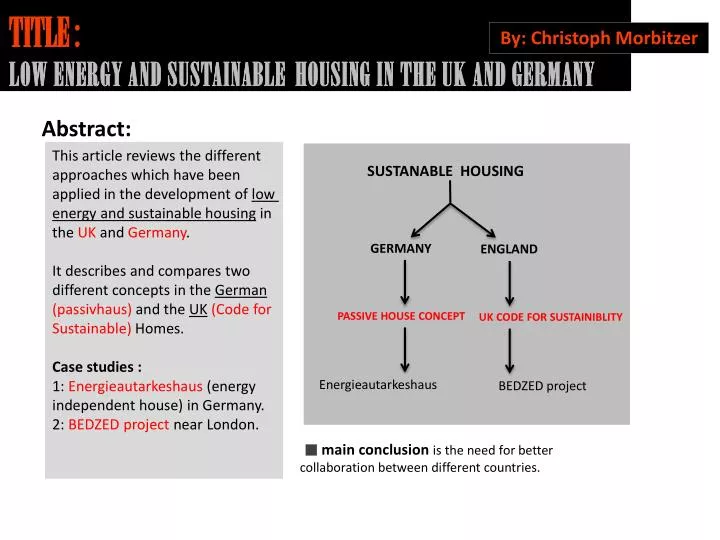 title low energy and sustainable housing in the uk and germany