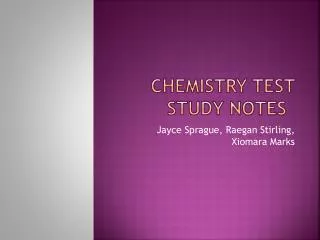 Chemistry test study notes