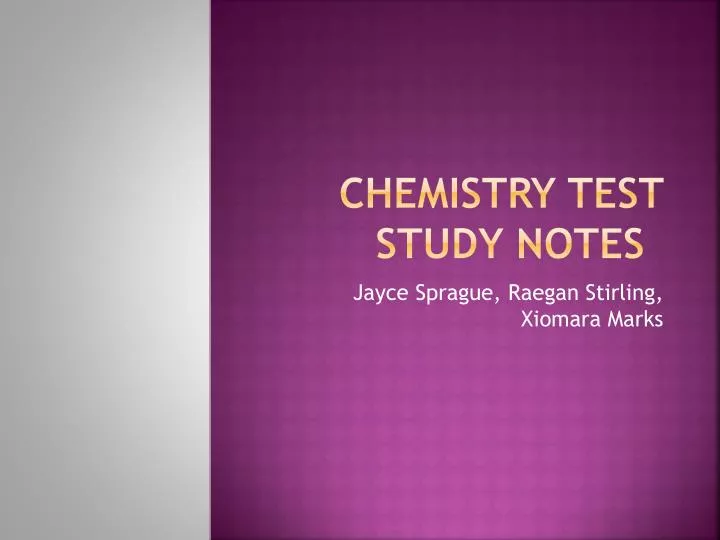 chemistry test study notes