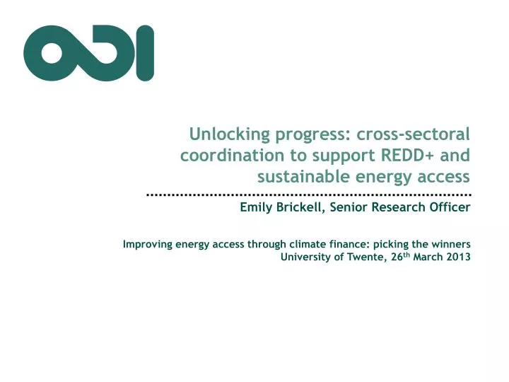 unlocking progress cross sectoral coordination to support redd and sustainable energy access