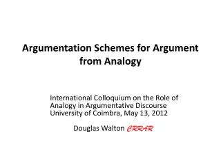 Argumentation Schemes for Argument from Analogy
