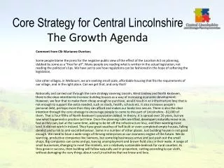 Core Strategy for Central Lincolnshire The Growth Agenda