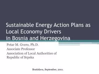 Sustainable Energy Action Plans as Local Economy Drivers in Bosnia and Herzegovina