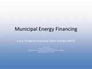 Municipal Energy Financing