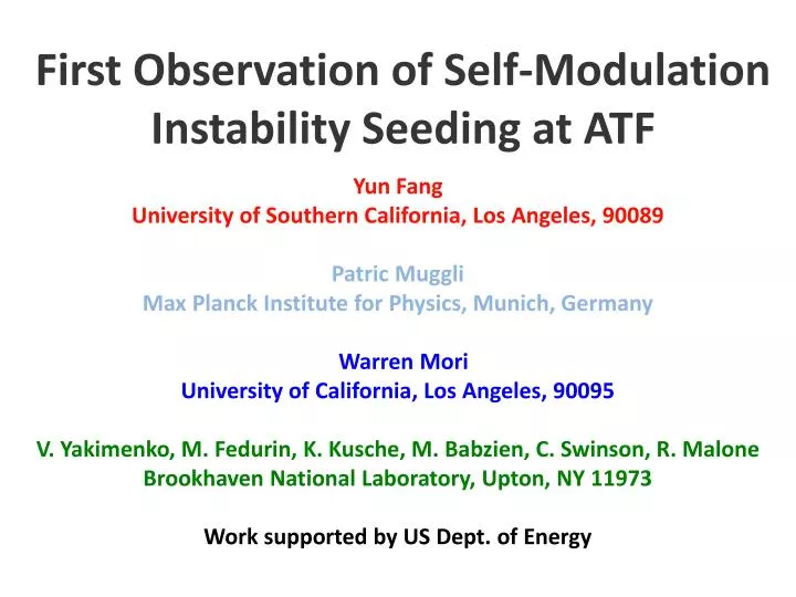 first observation of self modulation instability seeding at atf