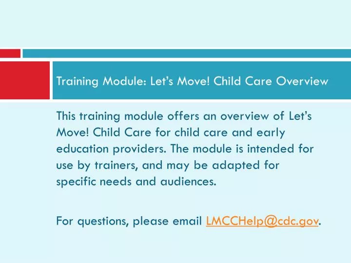 training module let s move child care overview