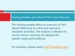 Training Module: Let’s Move! Child Care Overview