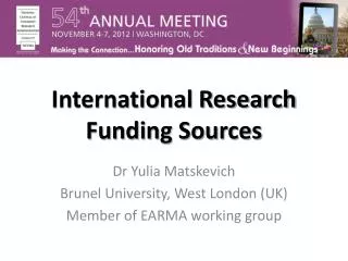 International Research Funding Sources