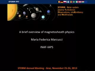 A brief overview of magnetosheath physics Maria Federica Marcucci INAF-IAPS