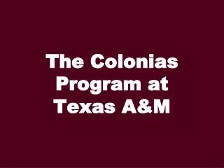 The Colonias Program at Texas A&amp;M