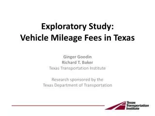 Exploratory Study: Vehicle Mileage Fees in Texas