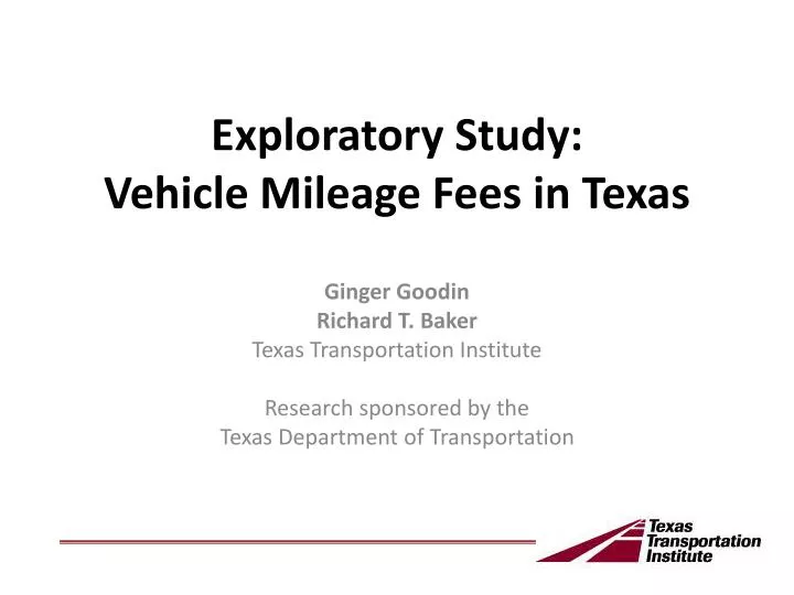 exploratory study vehicle mileage fees in texas