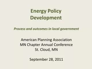 Energy Policy Development