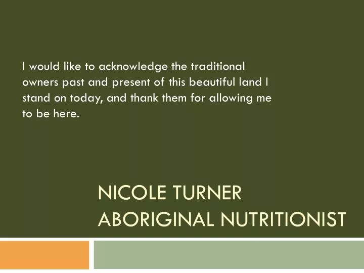 nicole turner aboriginal nutritionist