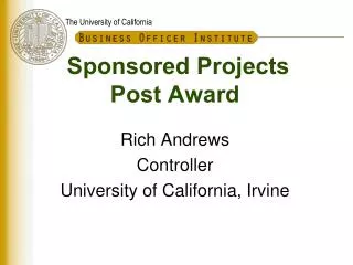 Sponsored Projects Post Award