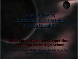 NASA Lunar Research Competition : Chenango Forks High School