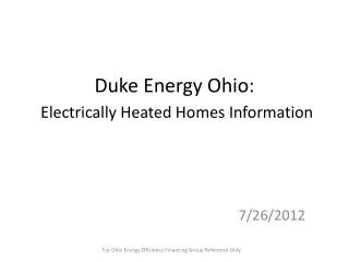 Duke Energy Ohio: Electrically Heated Homes Information