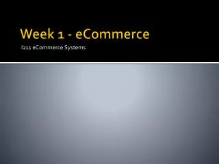 Week 1 - eCommerce