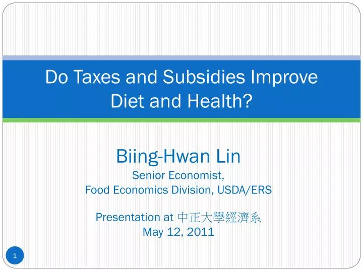 do taxes and subsidies improve diet and health