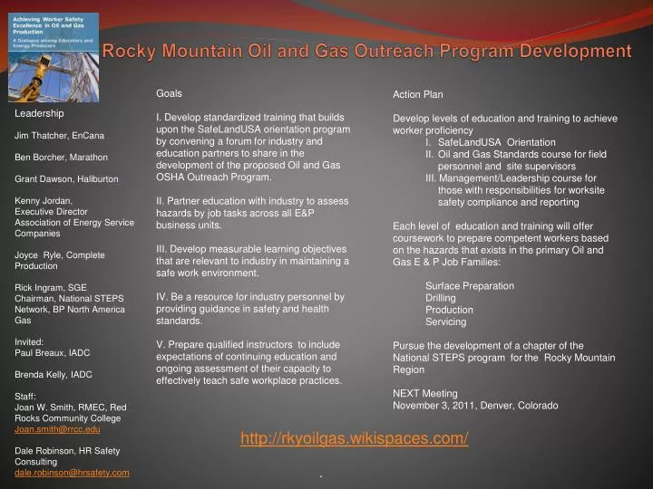 rocky mountain oil and gas outreach program development