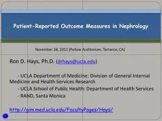 Patient-Reported Outcome Measures in Nephrology