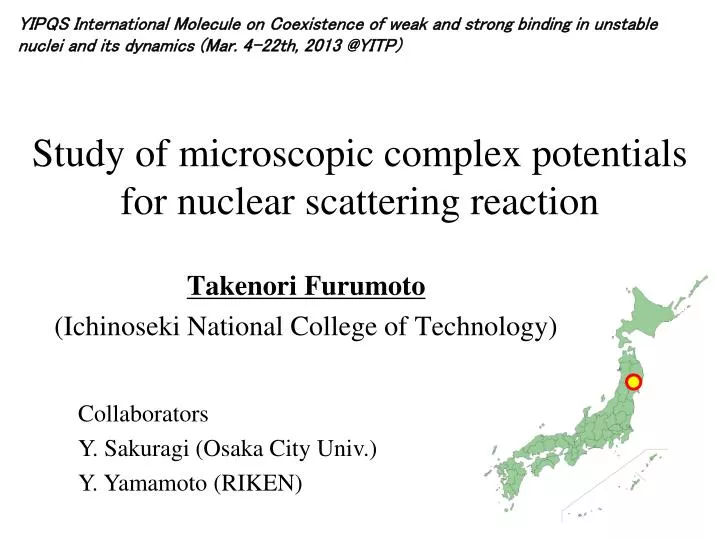 study of microscopic complex potentials for nuclear scattering reaction