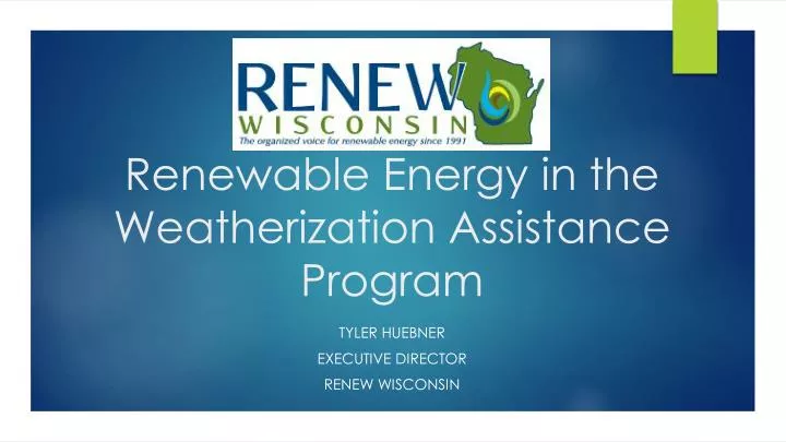 renewable energy in the weatherization assistance program