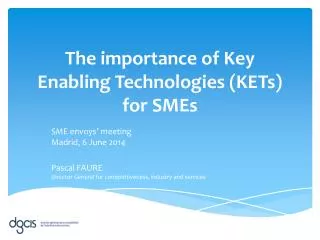 The importance of Key Enabling Technologies (KETs) for SMEs