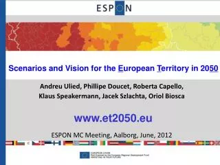 Scenarios and Vision for the E uropean T erritory in 20 50