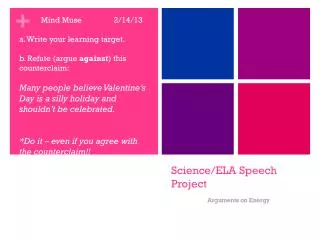 Science/ELA Speech Project