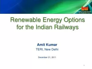 Renewable Energy Options for the Indian Railways